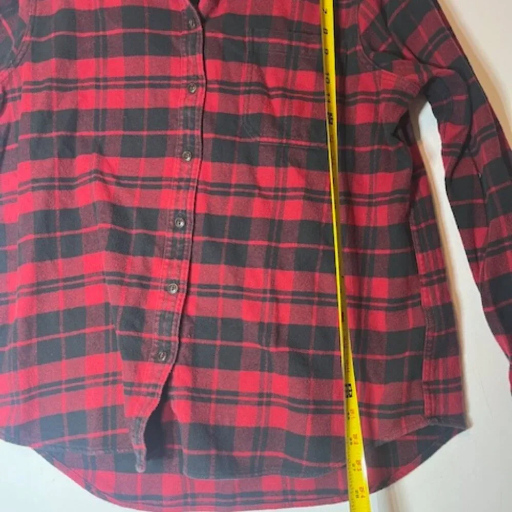 L.L. Bean Men's‎ Red Black Plaid Flannel 100% Organic Cotton Button Shirt Sz XL